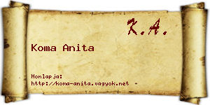 Koma Anita névjegykártya